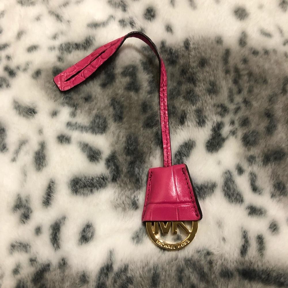 Michael Kors Pink/Gold Logo Bag Tag Charm